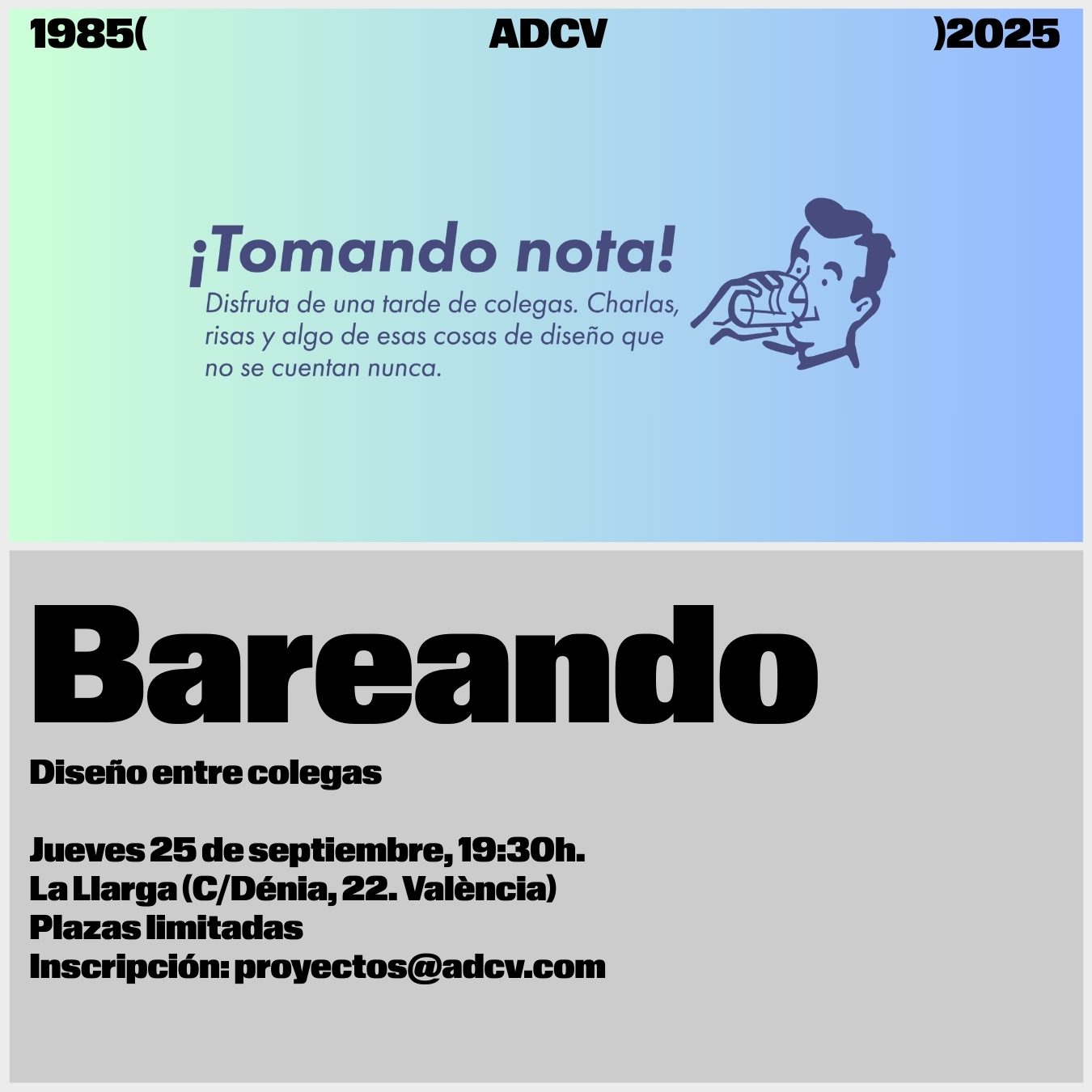 #40ADCV. 25/09: &#8216;Bareando&#8217;, encuentro informal entre profesionales del diseño