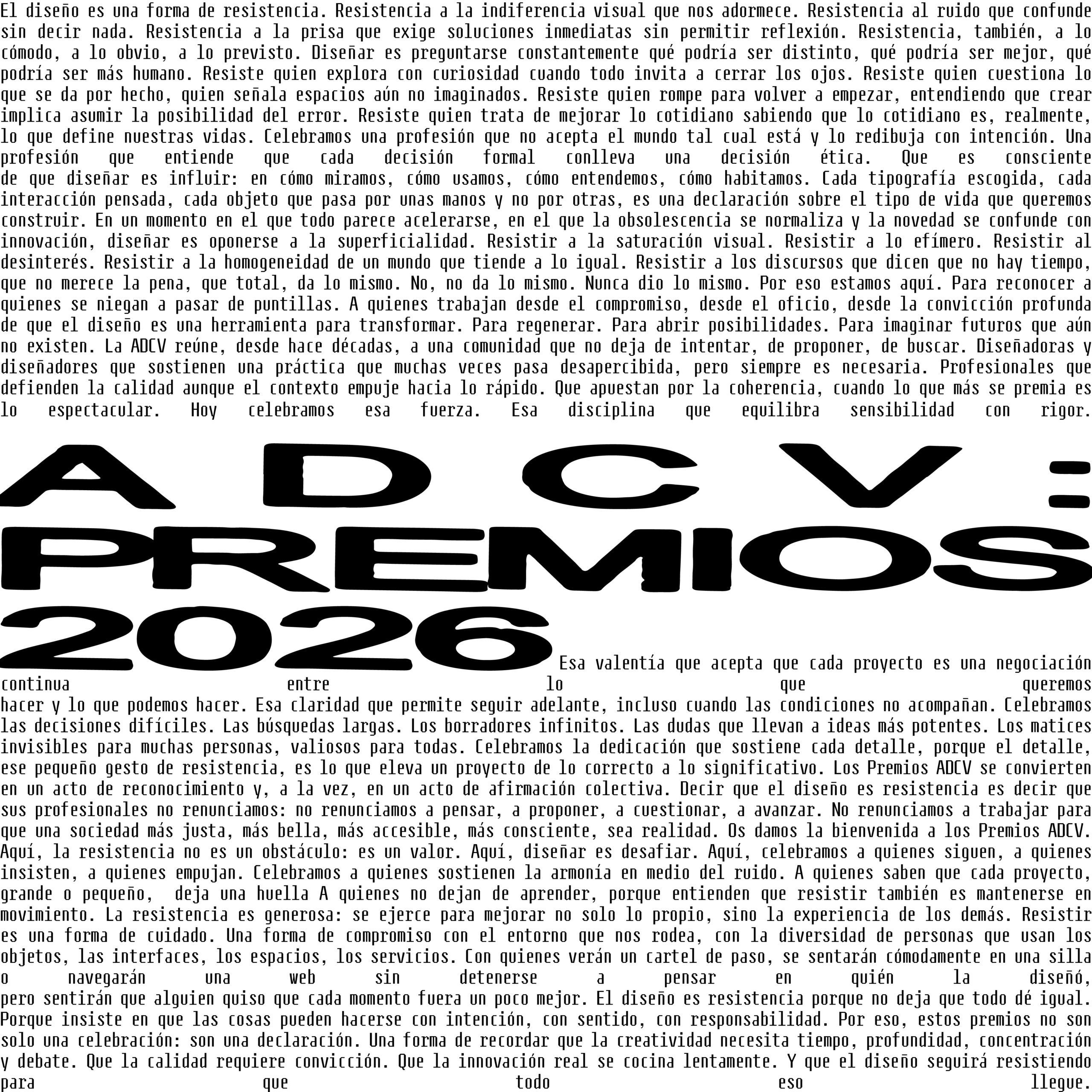 Resistencia, compromiso y transformación: Llegan los Premios ADCV 2026