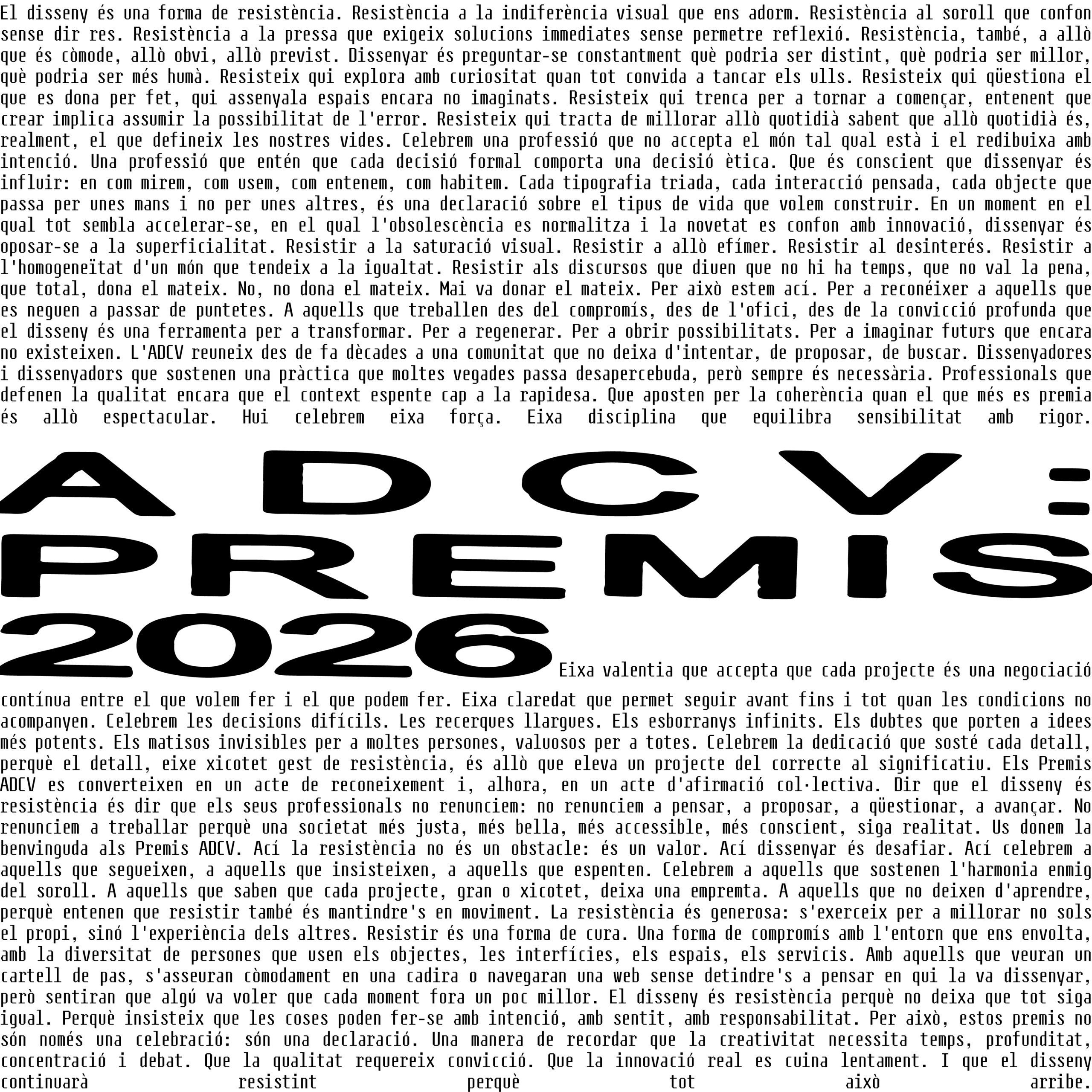 Resistència, compromís i transformació: Arriben els Premis ADCV 2026